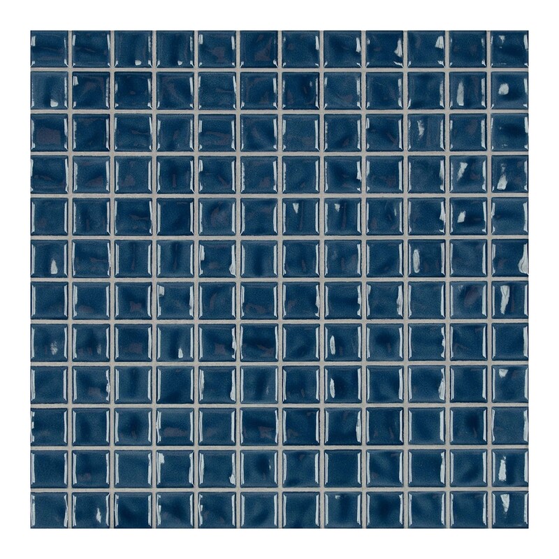 Pure Blue Glossy 1×1 Porcelain Mosaic 9 1/16×9 1/16