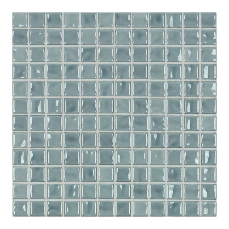 Silk Blue Glossy 1×1 Porcelain Mosaic 9 1/16×9 1/16