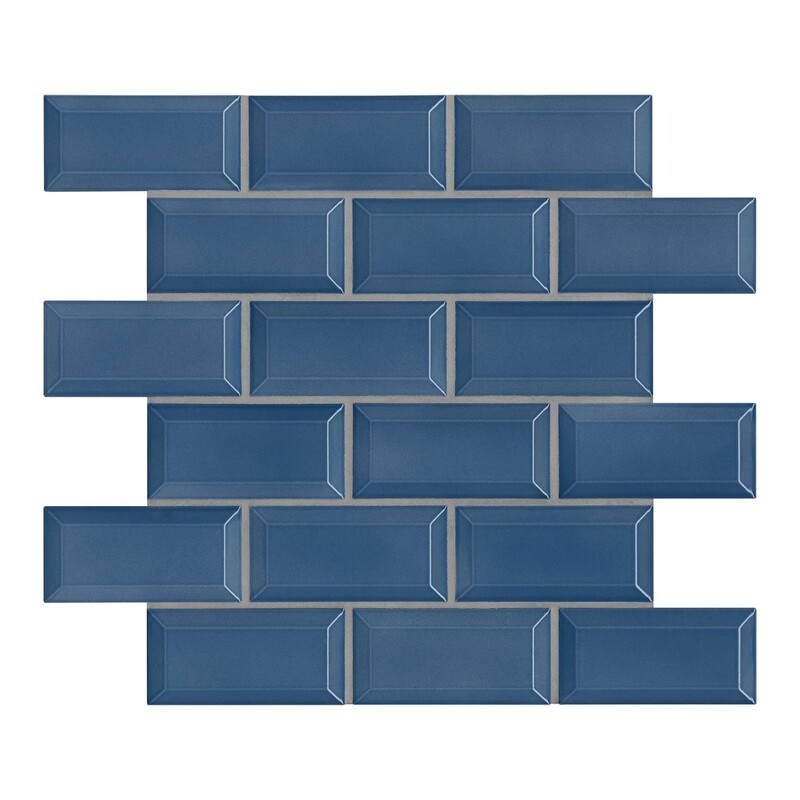 Denim Blue Glazed Staggered Joint Porcelain Mosaic 12×12