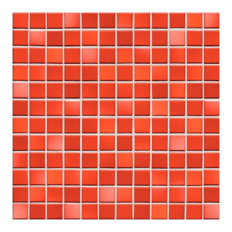 Coral Red Glossy 1×1 Porcelain Mosaic 9 1/16×9 1/16