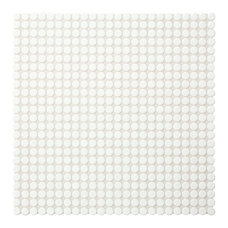 Arctic White Glazed Penny Round Porcelain Mosaic 9 1/16×9 1/16