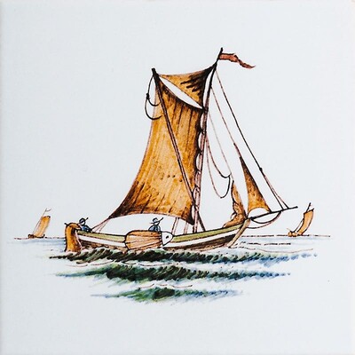 Sailor Glazed Delft Ceramic Tile 6×6