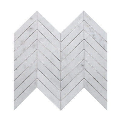 Carrara Blanco Polished Chevron Marble Look Porcelain Mosaic 10×11