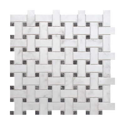 Carrara Blanco Polished Trama Marble Look Porcelain Mosaic 12×12