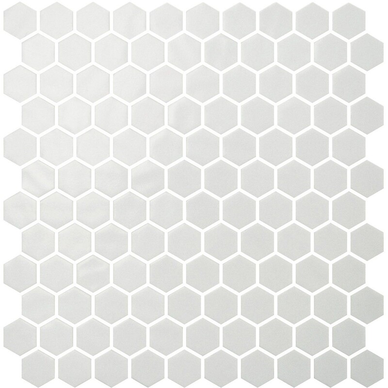 White Polished Hexagon Glass Mosaic 11 3/4×11 1/2