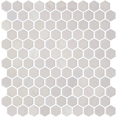 Opalo White Polished Hexagon Glass Mosaic 11 3/4×11 1/2