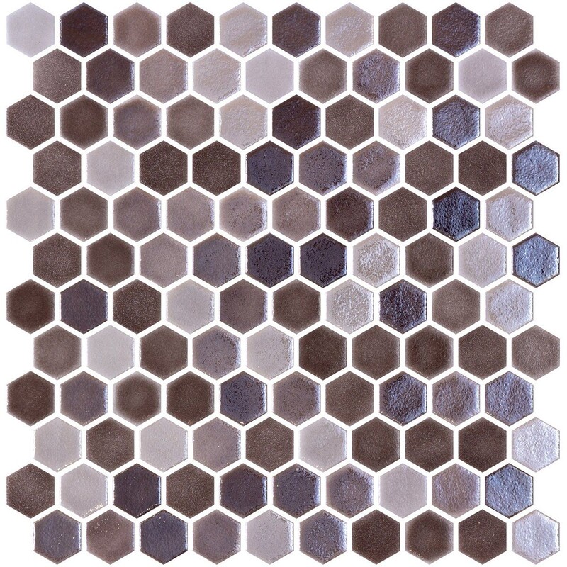 Tan Polished Hexagon Glass Mosaic 11 3/4×11 1/2