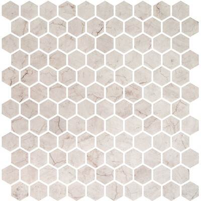 Ivory Honed Hexagon Glass Mosaic 11 3/4×11 1/2