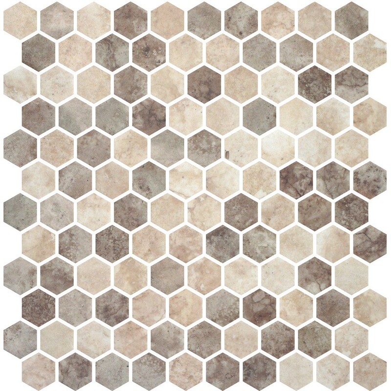 Ecru Nocce Honed Hexagon Glass Mosaic 11 3/4×11 1/2