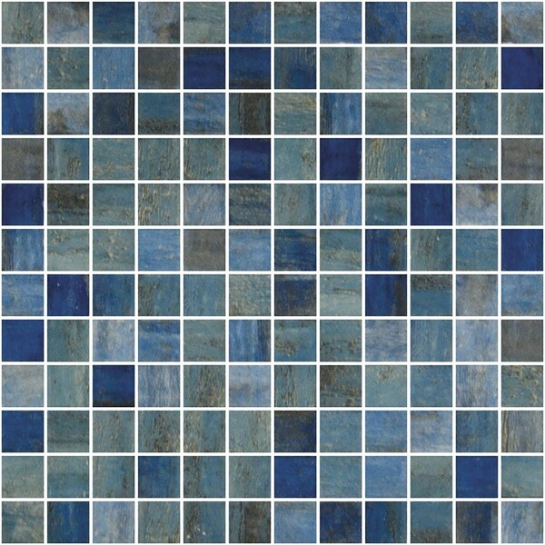 Forest Blue Glossy 1×1 Glass Mosaic 12×18