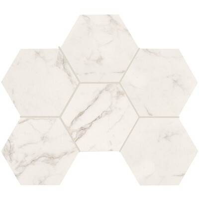 Gold Statuary Honed Hexagon Marble Look Porcelain Mosaic 12×16 1/3