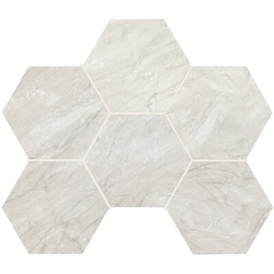 Bardiglio Gray Honed Hexagon Marble Look Porcelain Mosaic 12×16 1/3