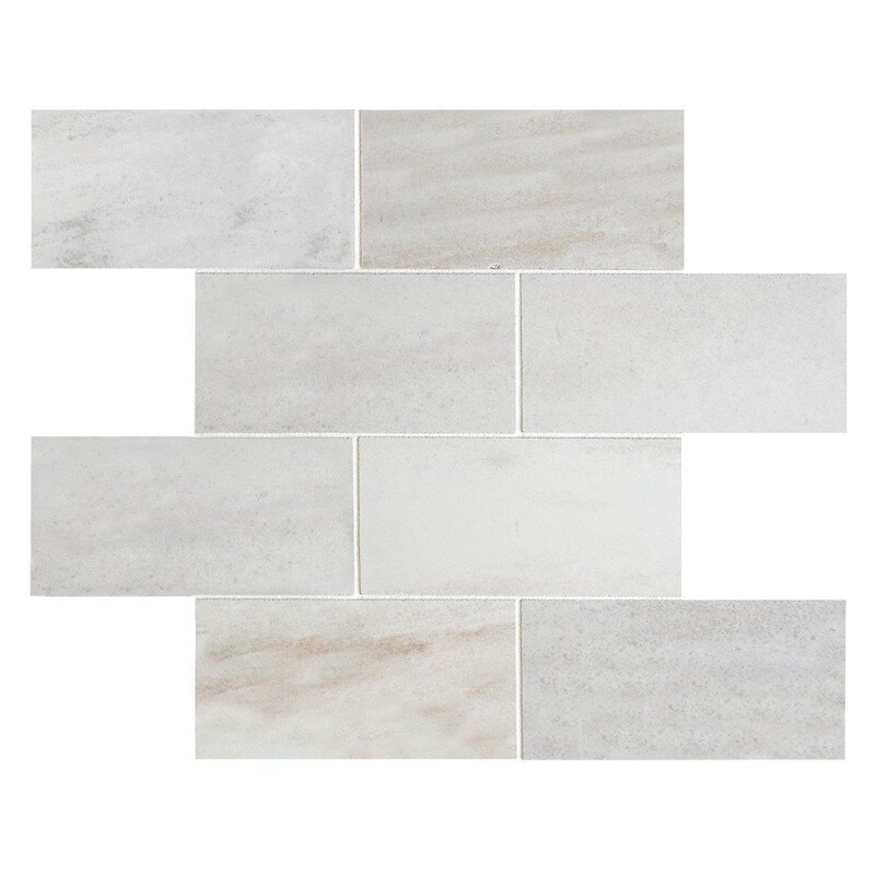 Perla Polished 3×6 Brick Staggered Marble Look Porcelain Mosaic 12×12