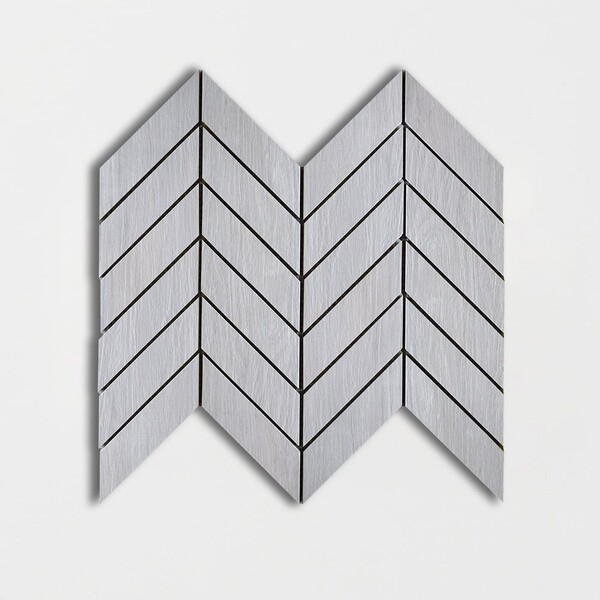 Oxford Gris Matte Chevron Wood Look Porcelain Mosaic 17×7 3/4