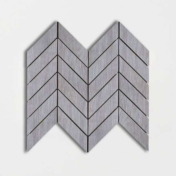 Peau D Elephant Matte Chevron Wood Look Porcelain Mosaic 17×7 3/4