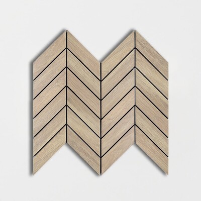 Ivoire Matte Chevron Wood Look Porcelain Mosaic 17×7 3/4