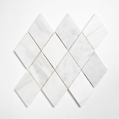 Carrara T, Afyon White, Calacata T Multi Finish Scottish Diamond Marble Mosaic 9 5/16×10 1/2