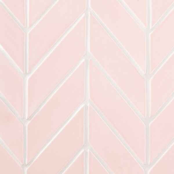 Blush Glossy Chevron Ceramic Tile 2×6