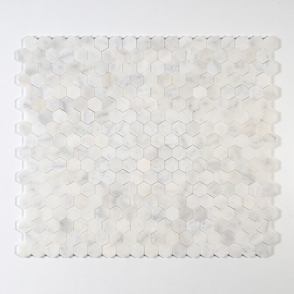 Calacatta T Honed Hexagon Marble Mosaic 10 3/8×12