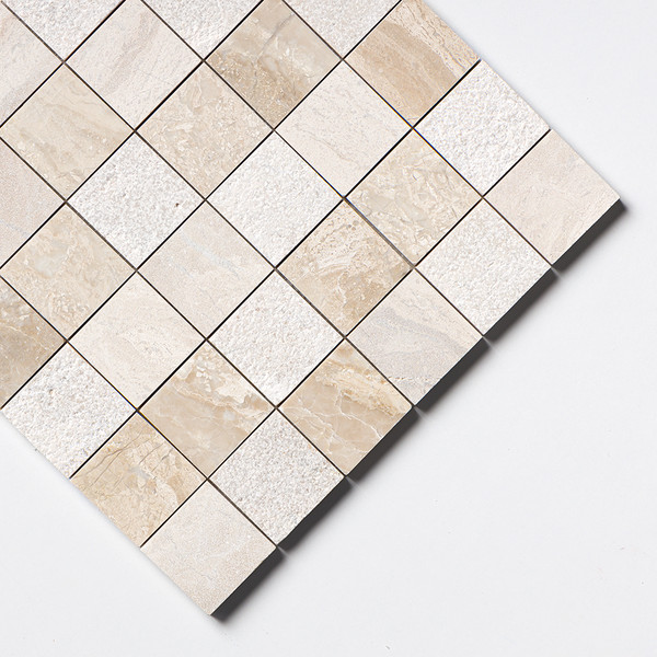 Royal Beige Textured 2×2 Marble Mosaic 12×12