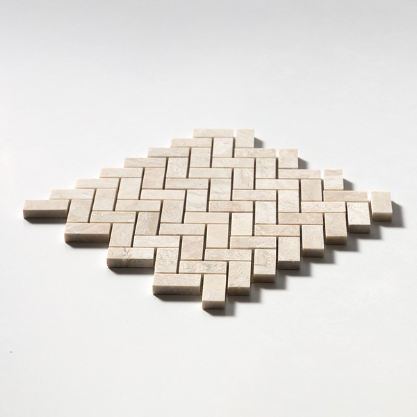 Royal Beige Honed Herringbone 1×2 Marble Mosaic 11×11