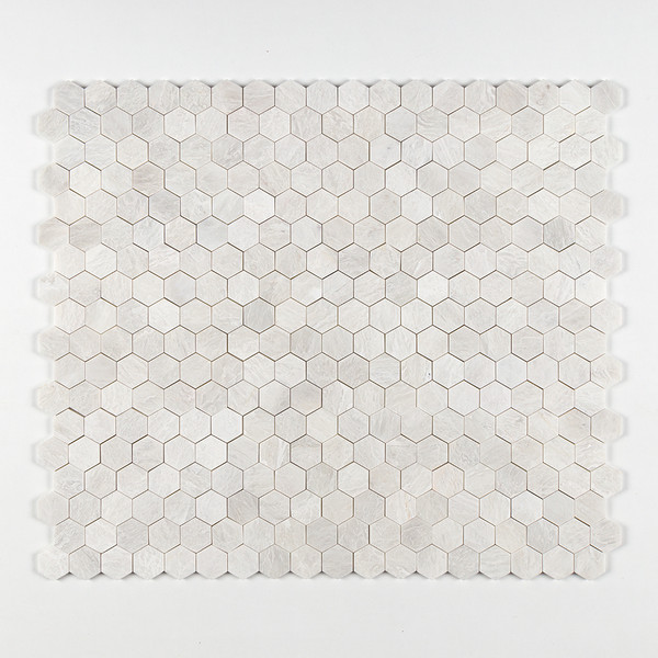 Siberian White Polished Hexagon Marble Mosaic 10 3/8×12