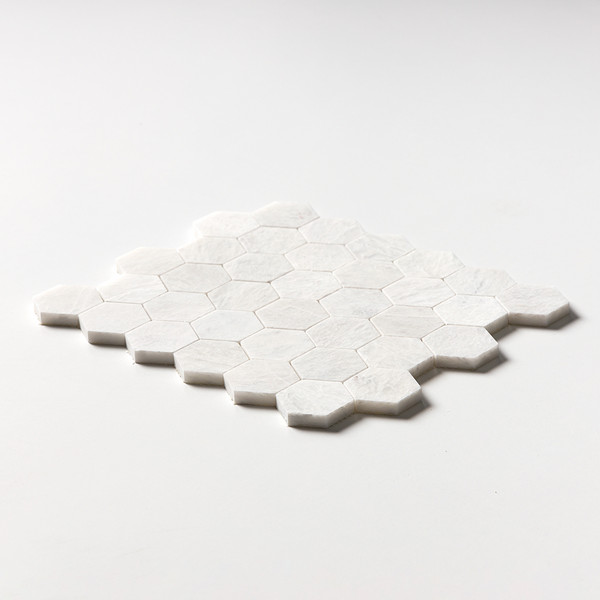 Siberian White Polished Hexagon Marble Mosaic 10 3/8×12