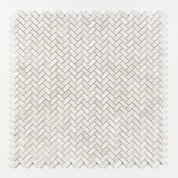 Siberian White Polished Herringbone Marble Mosaic 11×11