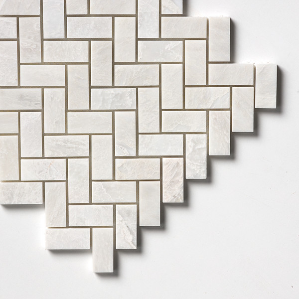 Siberian White Polished Herringbone Marble Mosaic 11×11