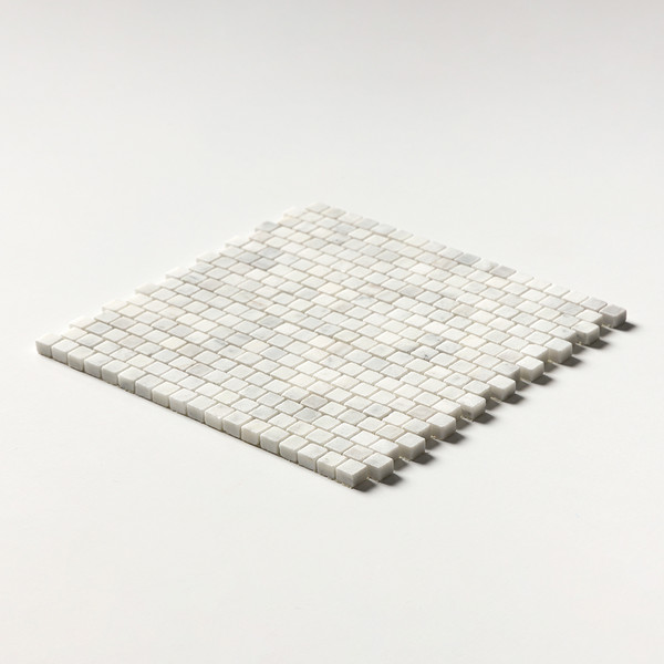 Carrara Blend Honed Staggered Joint 5/8×5/8 Marble Mosaic 12×12