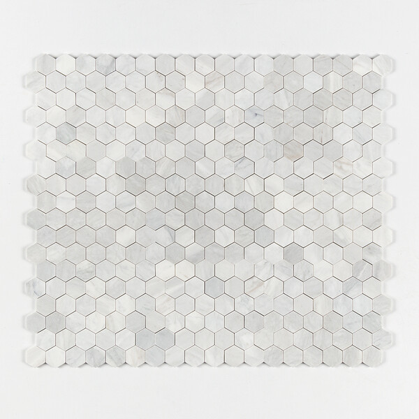 Carrara Blend Honed Hexagon 2 Marble Mosaic 10 3/8×12