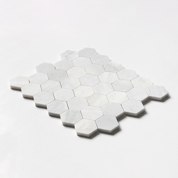 Carrara Blend Honed Hexagon 2 Marble Mosaic 10 3/8×12