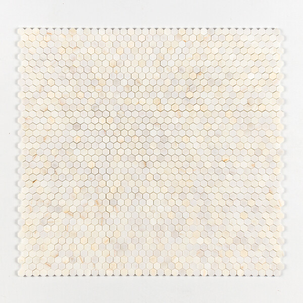 Calacatta Cremo Honed Hexagon 1×1 Marble Mosaic 11 1/2×12 1/4