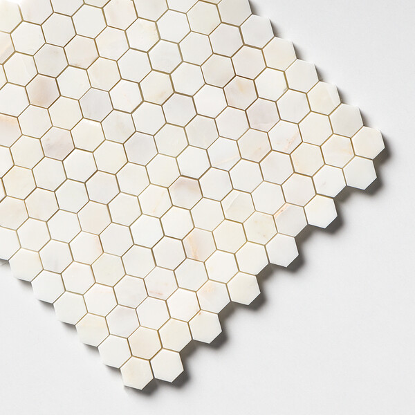 Calacatta Cremo Honed Hexagon 1×1 Marble Mosaic 11 1/2×12 1/4