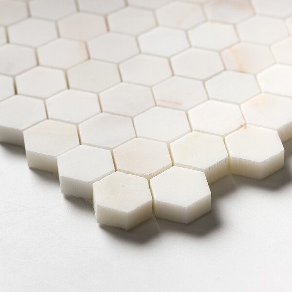 Calacatta Cremo Honed Hexagon 1×1 Marble Mosaic 11 1/2×12 1/4