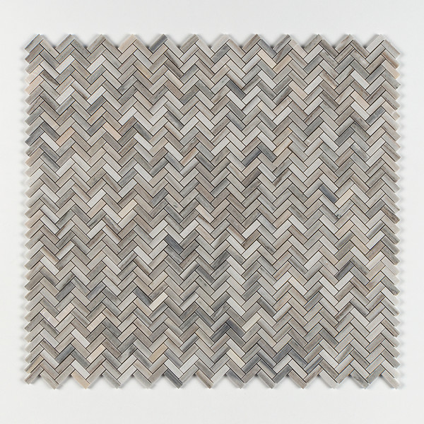 Silver Sky Honed Herringbone Marble Mosaic 10 7/16×12 13/16