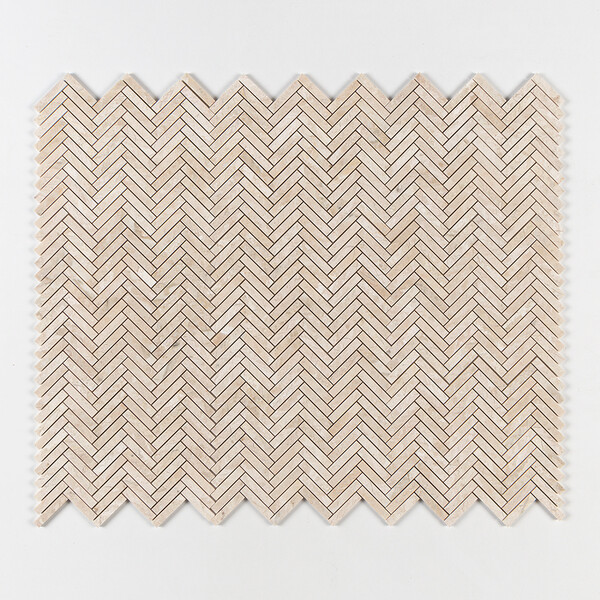 Royal Beige Honed Herringbone 5/8×3 Marble Mosaic 10 7/16×12 13/16