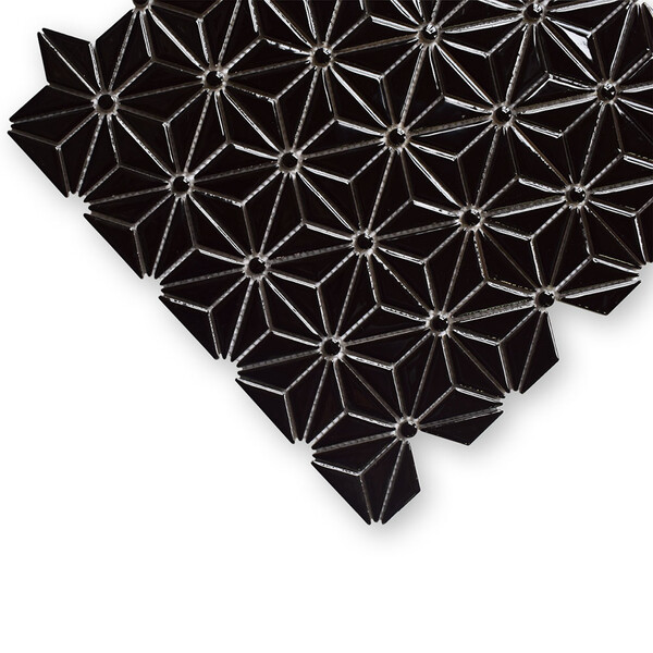 Black Pearl Glossy Triangle Colore Look Ceramic Mosaic 12×12