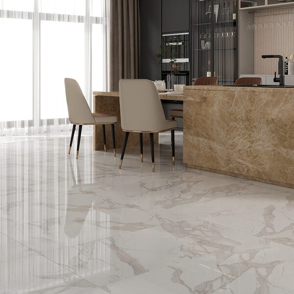 Petra White Polished  Porcelain Tile 24×48