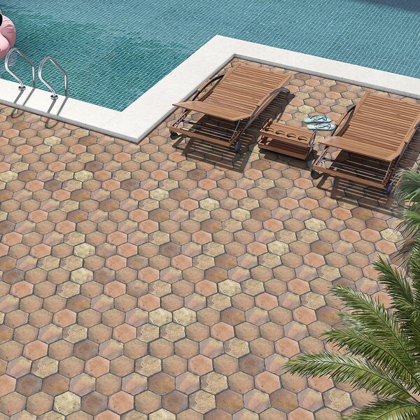 Regenerado Natural Hexagon Terracotta Tile 6×6