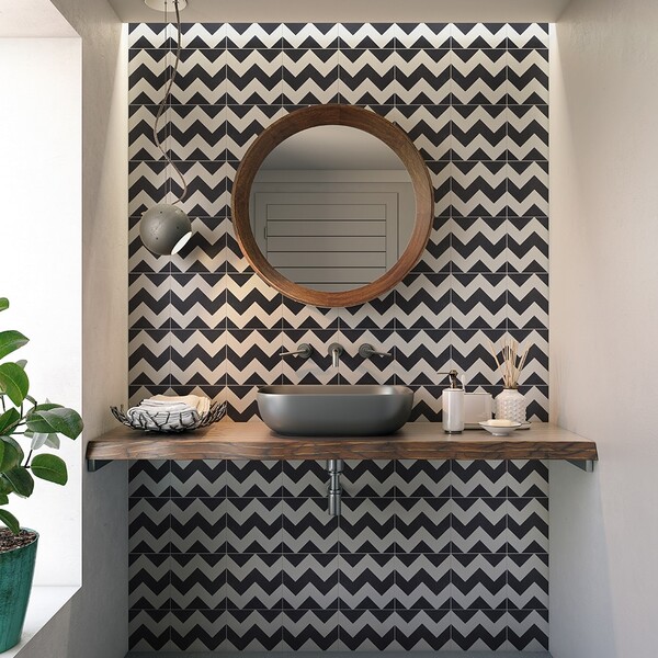 Handmade Chevron Honed  Cement Tile 8×8