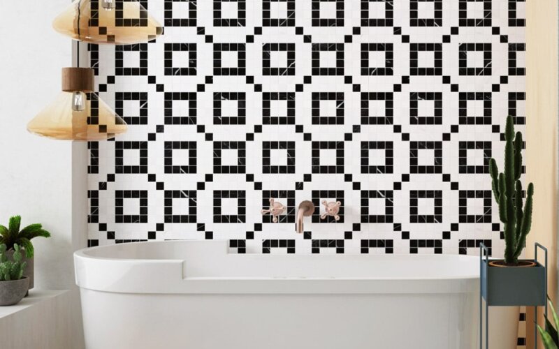 Black And White Marble Mosaic Bathroom Min 800x500 